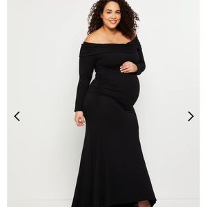 Maternity black dress with train. NWT